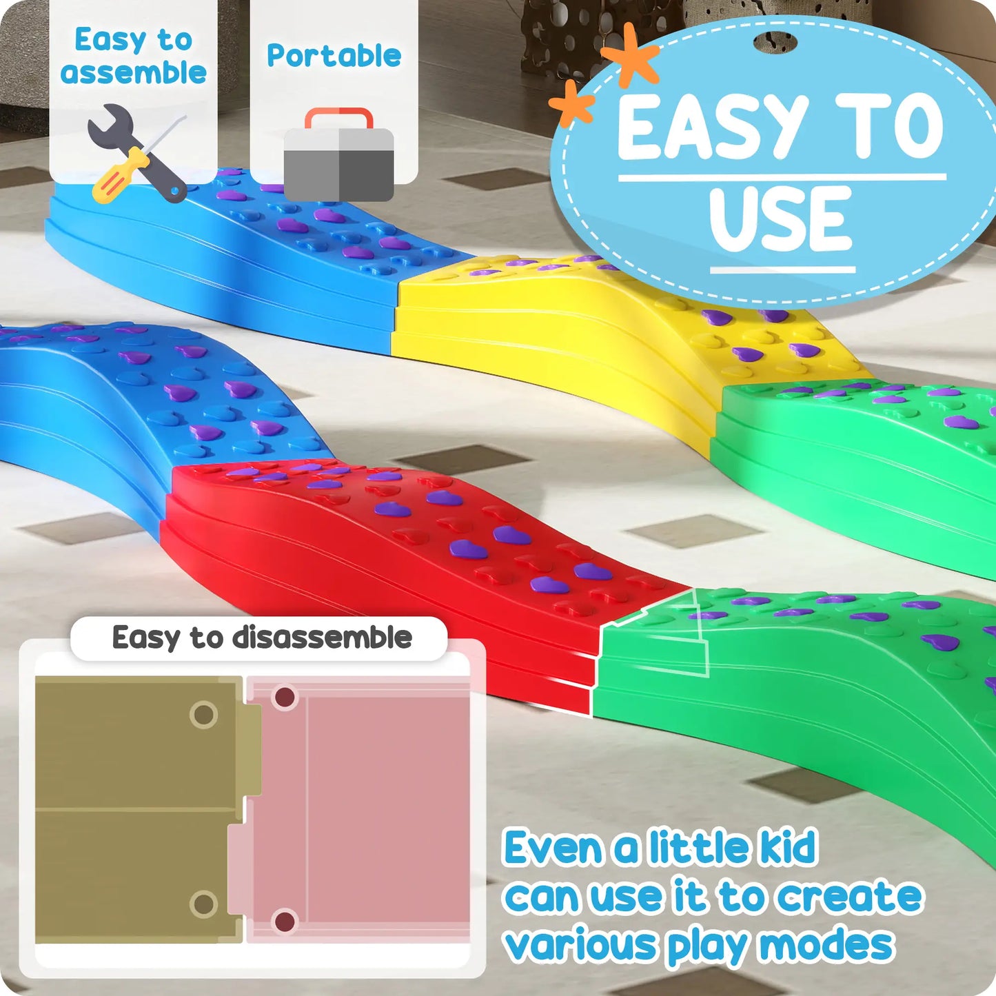 8PCs Kids Balance Beam Stepping Stones, Non-Slip Foot Pads Baby Gym & Playmats at Gallery Canada
