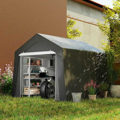 10' x 10' Outdoor Storage Shed, Portable Garage, Dark Grey