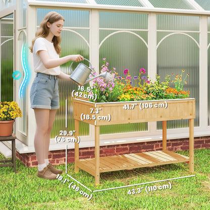 43.25" x 18" x 30" Raised Garden Bed, Wooden Plant Stand, 8 Grid Box, Natural Wood Elevated Garden Beds at Gallery Canada