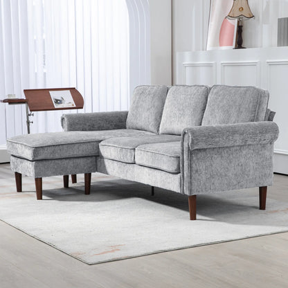 L Shape Sofa, Modern Sectional Couch, Chaise Lounge, Wooden Legs, Grey 3-Seater Sofas at Gallery Canada