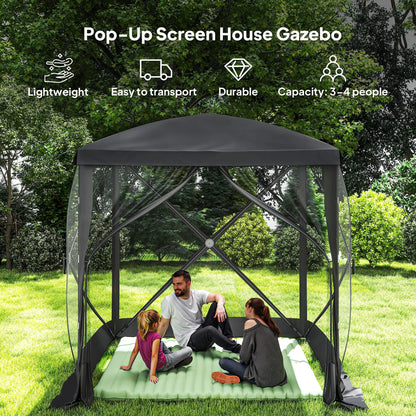 Pop-Up Tent, Foldable with Carry Bag, Zippered Door, Fits 3-4 People, Black Pop Up Canopies at Gallery Canada
