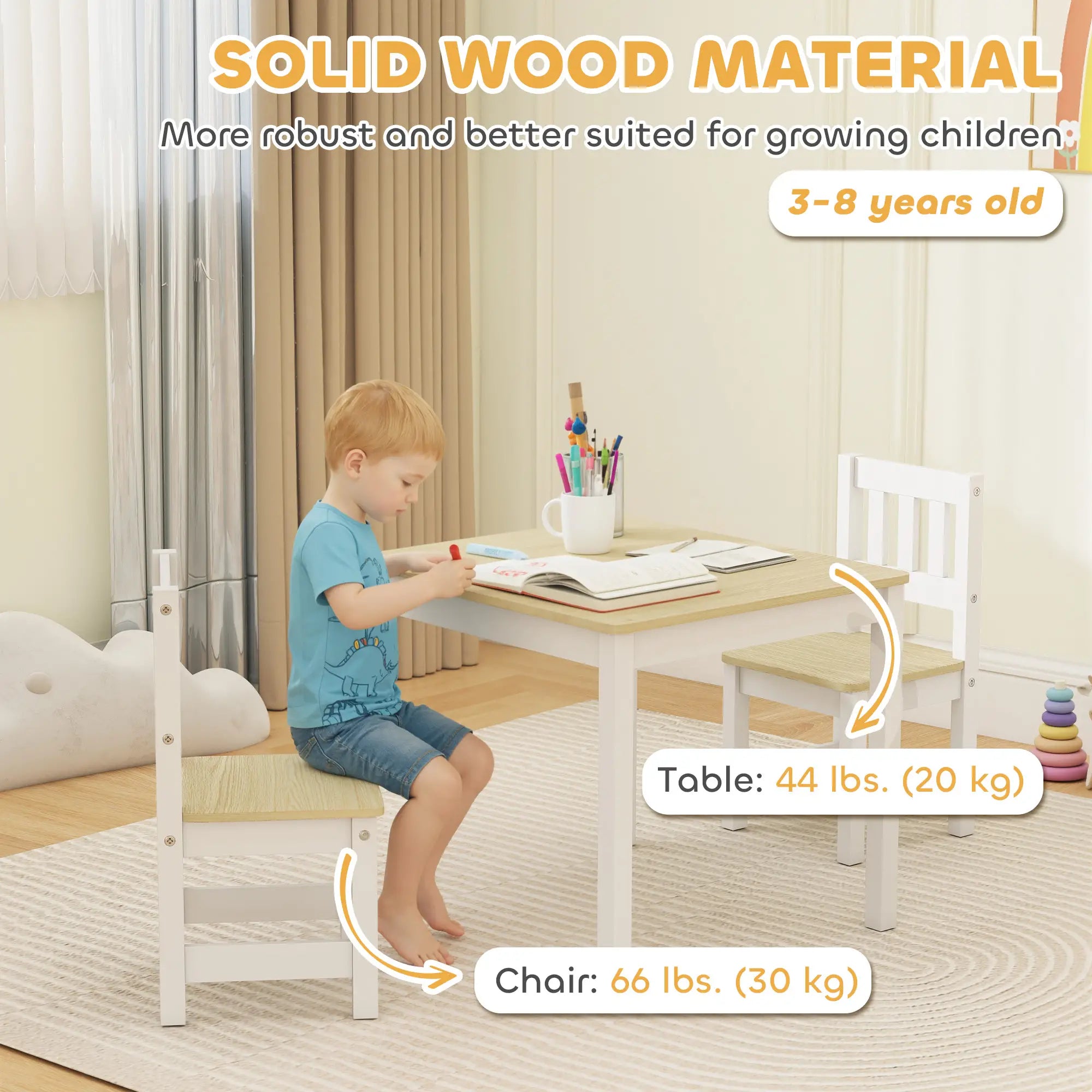 Kids Table And Chairs Set, Toddler Table And 2 Chair Set, Natural Kids Table Sets at Gallery Canada