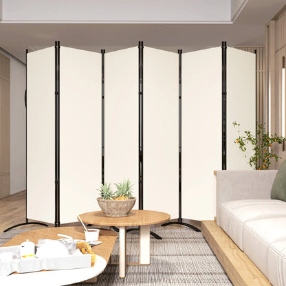 6 Panel Folding Room Divider, UV30+ Privacy Screen, Beige Side Awnings at Gallery Canada