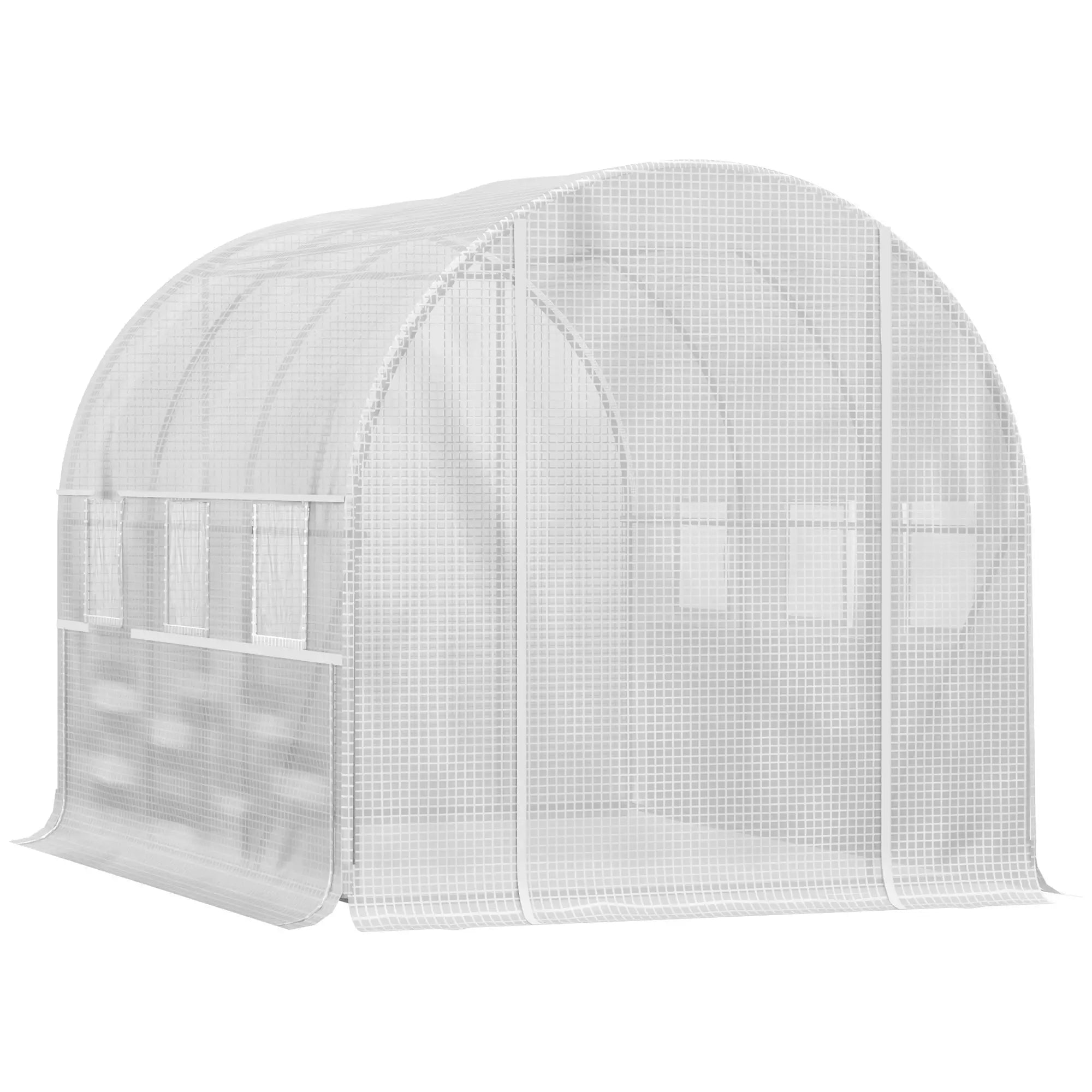 10' x 6.6' x 6.6' Walk-In Greenhouse, PE Cover, Zipper Doors, Mesh Windows, White Tunnel Greenhouses at Gallery Canada