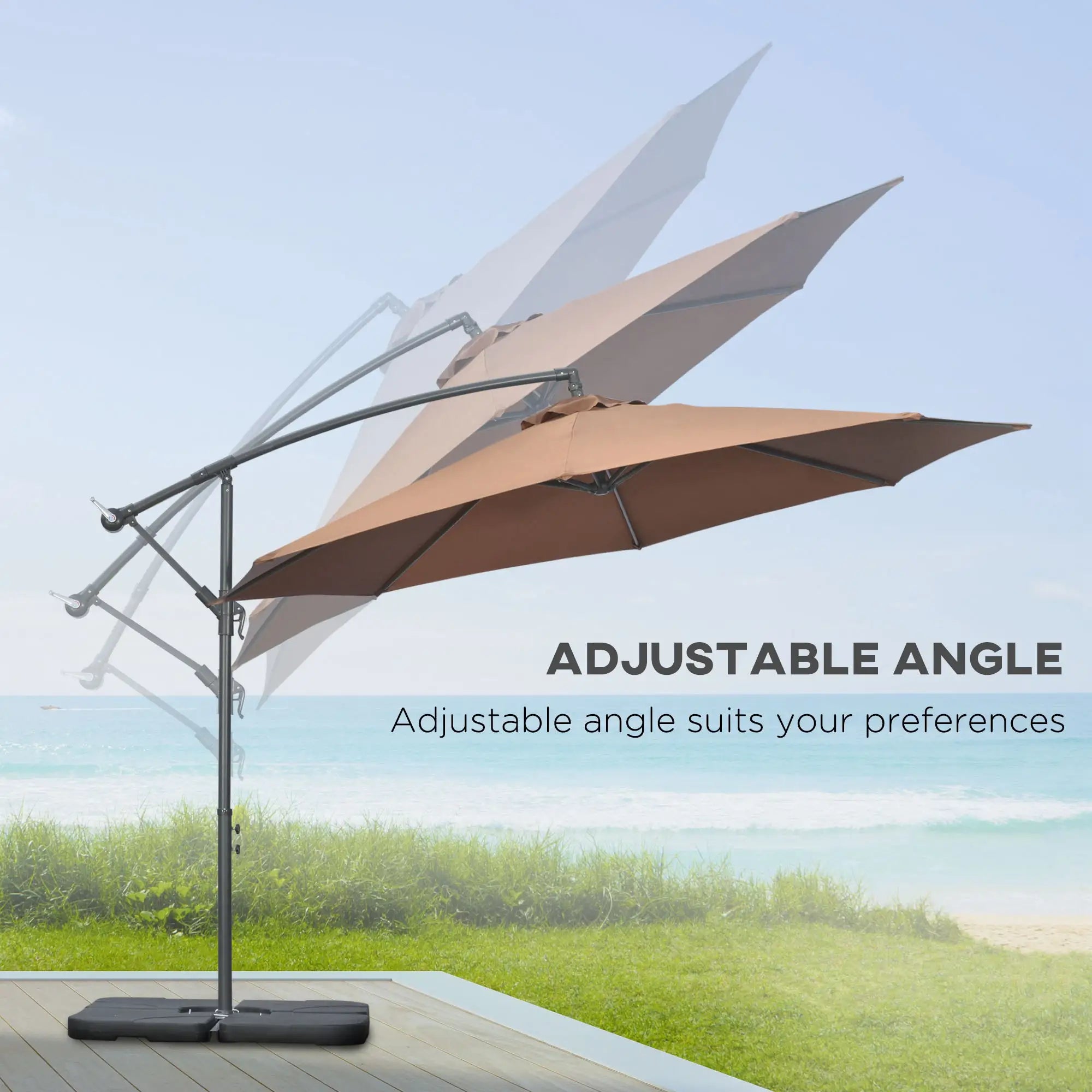 9.6ft Offset Patio Umbrella, Hanging Parasol, Crank, Base Cantilever Umbrellas at Gallery Canada