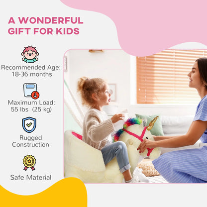 Unicorn Rocking Horse with Sound, Safety Belt, Wooden Base, 18-36 Months Rocking Horses at Gallery Canada