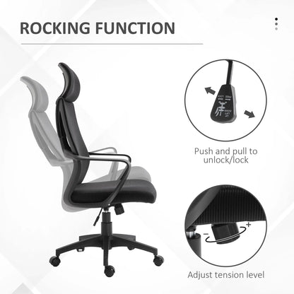 Mesh Office Chair, Adjustable Headrest, Ergonomic Desk Chair, Black Task Chairs at Gallery Canada