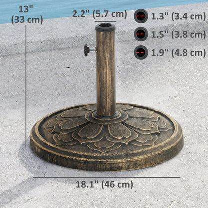 Round Patio Umbrella Base, 26 lbs Resin Stand, Fits 1.3"/1.5"/1.9" Poles, Bronze Umbrella Bases at Gallery Canada