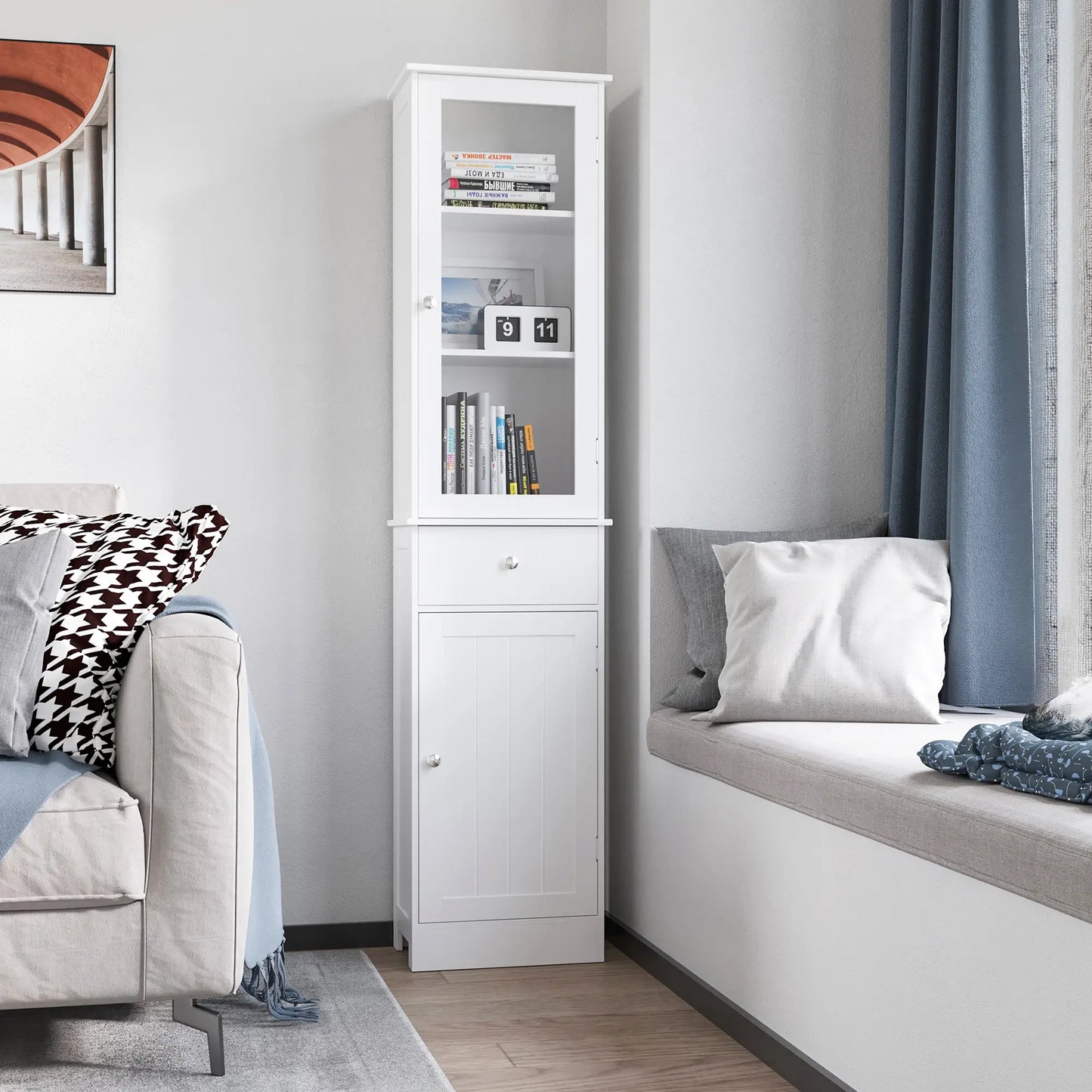 Tall Bathroom Storage Cabinet, 2 Doors, Adjustable Shelves, White Bathroom Cabinets at Gallery Canada
