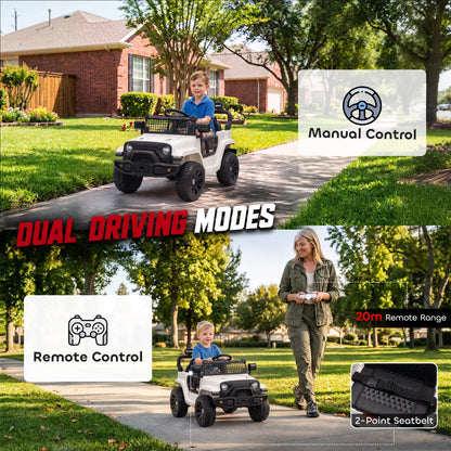 12V Kids Electric Car with Remote, Dual Motors, White Electric Toy Cars at Gallery Canada