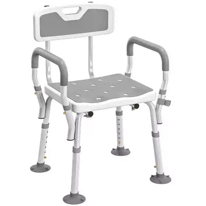 Adjustable Shower Chair With Arms, Back, Padded Seat, Light Grey Bath Chairs White, Light Grey at Gallery Canada