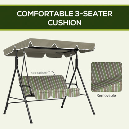 3-Seater Outdoor Porch Swing, Adjustable Canopy, Brown, Green Patio Swings with Stand at Gallery Canada