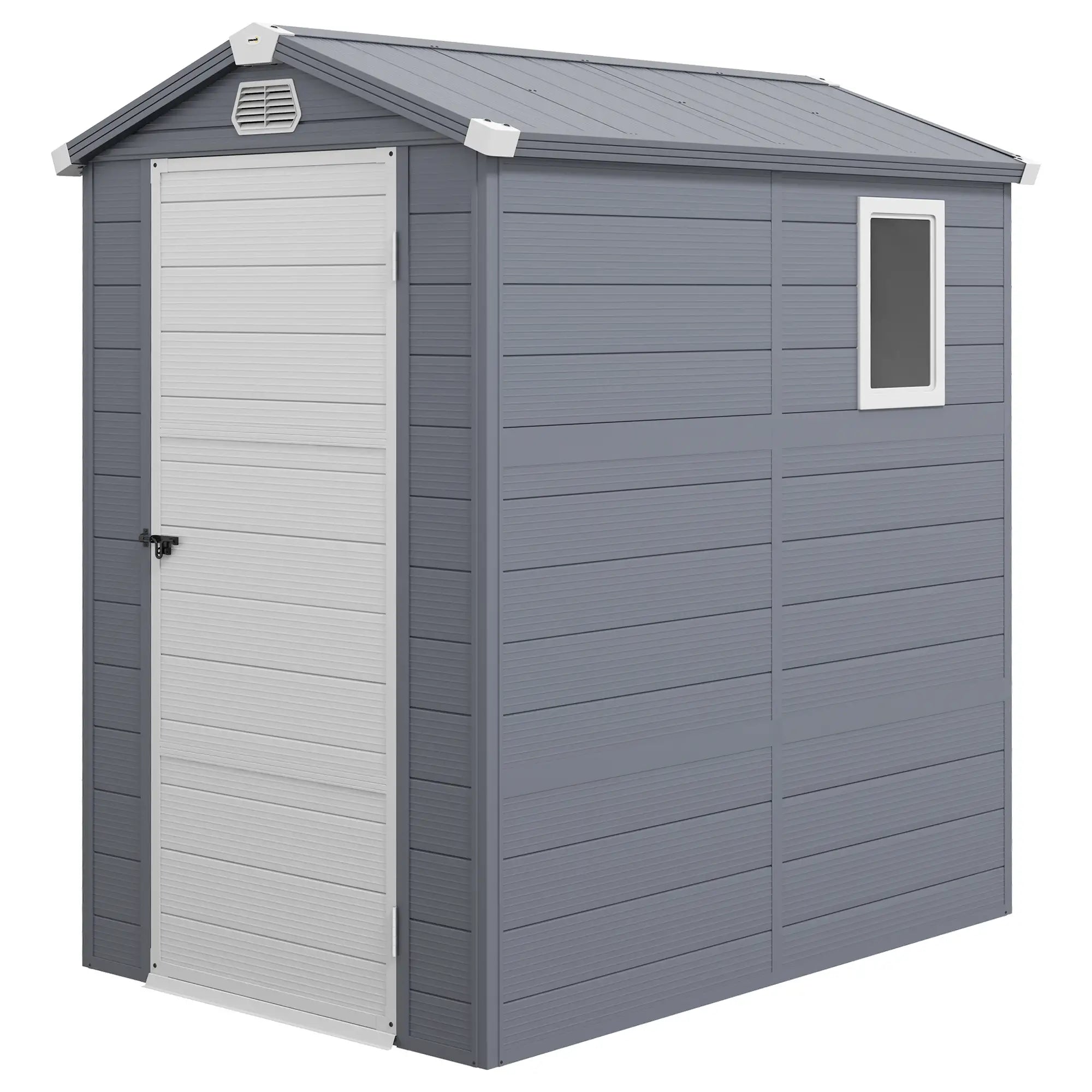 4.5' x 6' Plastic Storage Shed, Latch Door, Vents, Light Grey Sheds Grey at Gallery Canada