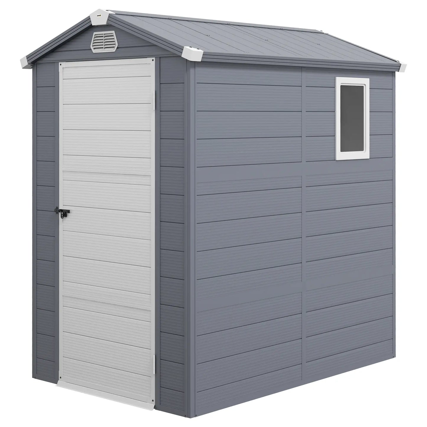 4.5' x 6' Plastic Storage Shed, Latch Door, Vents, Light Grey Sheds Grey at Gallery Canada