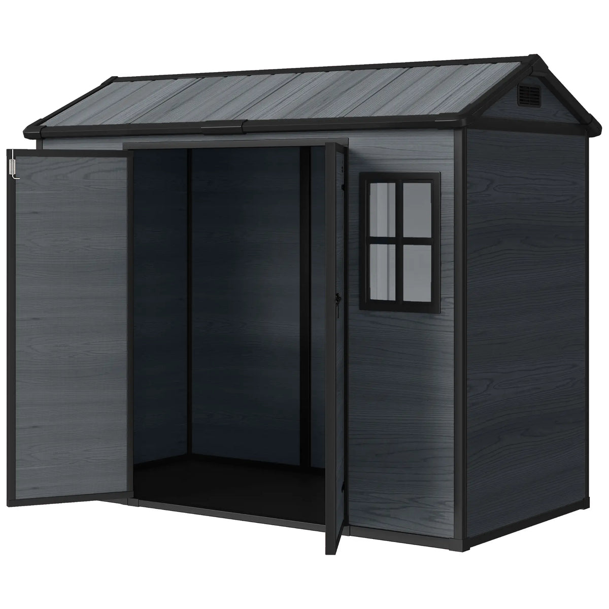 8 x 4 ft Dark Grey Resin Garden Shed, Wood-Effect Outdoor Storage, Dark Grey Sheds Dark Grey at Gallery Canada