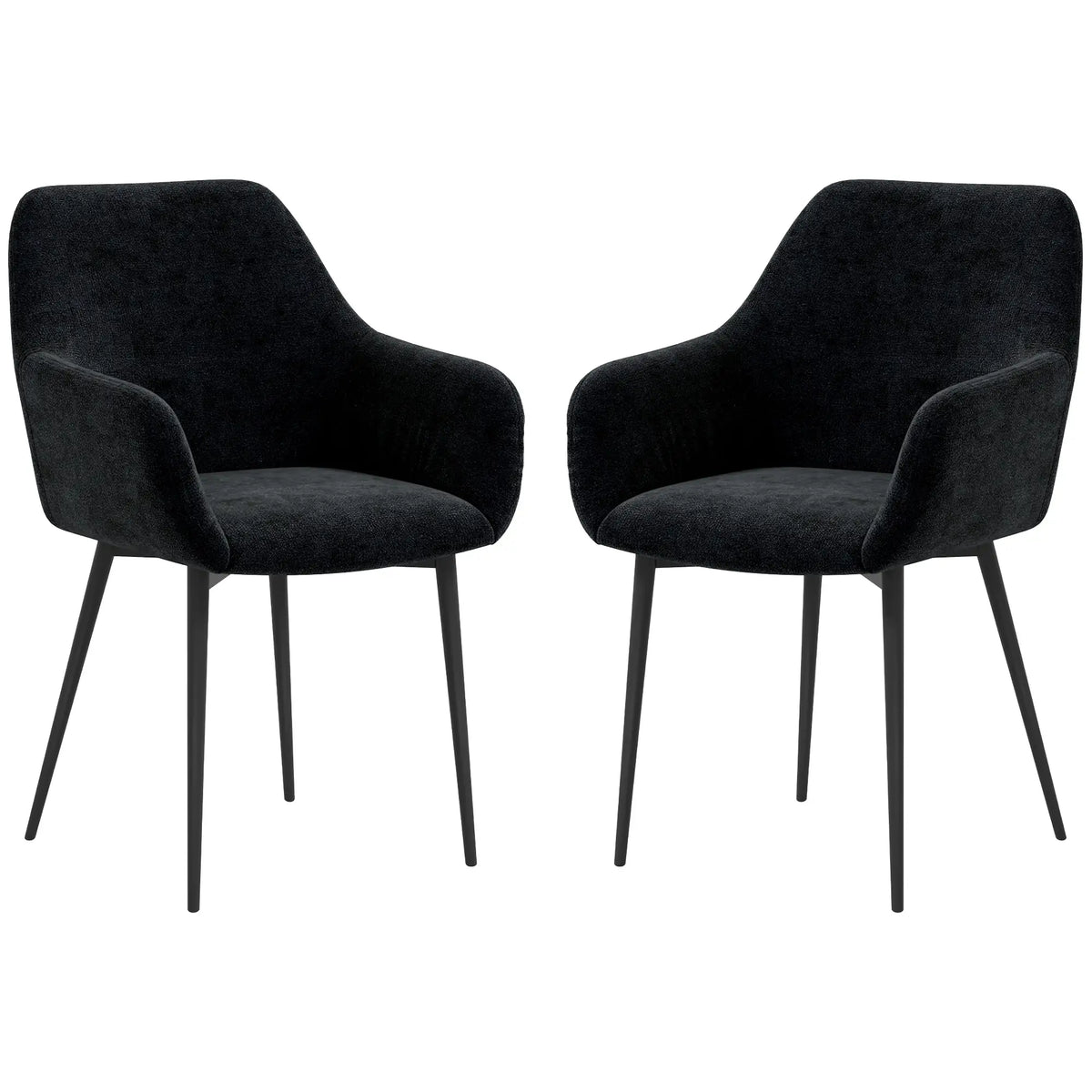Velvet Fabric Dining Chairs Set Of 2, With Steel Legs, Black Dining Chairs Black at Gallery Canada