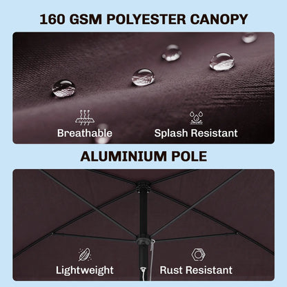 6.5x4ft Rectangle Patio Umbrella, Aluminum Tilt Adjustable, Garden Parasol Sun Umbrellas at Gallery Canada