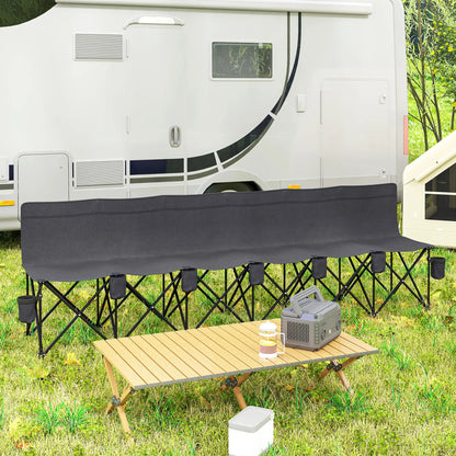 6 Seat Folding Camping Chair, Cup Holder, Carrying Case, Dark Grey Picnic Tables & Camping Chairs at Gallery Canada