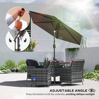 Patio Sun Umbrella, Outdoor Parasol, 6 Ribs, Dark Grey Sun Umbrellas at Gallery Canada