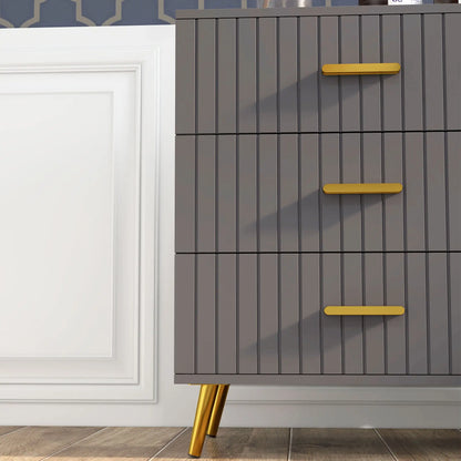 3 Drawer Cabinet, Bedroom Chest of Drawers, Aluminium Legs, Dark Grey Storage Cabinets at Gallery Canada