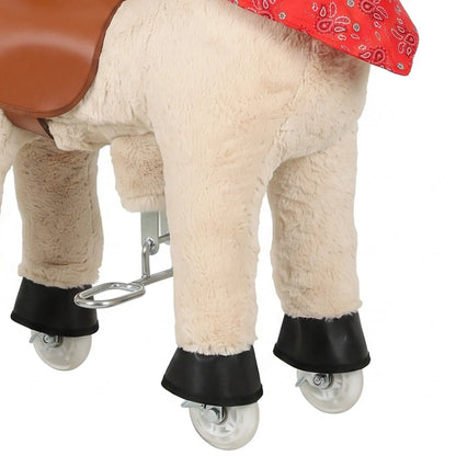 Kids Ride On Horse Toy, Plush Pony, Light Brown