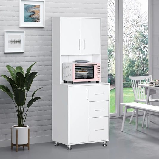 Modern Kitchen Cupboard, Storage Cabinet Hutch, 2 Cabinets, 3 Drawers, White Kitchen Pantry Cabinets White at Gallery Canada