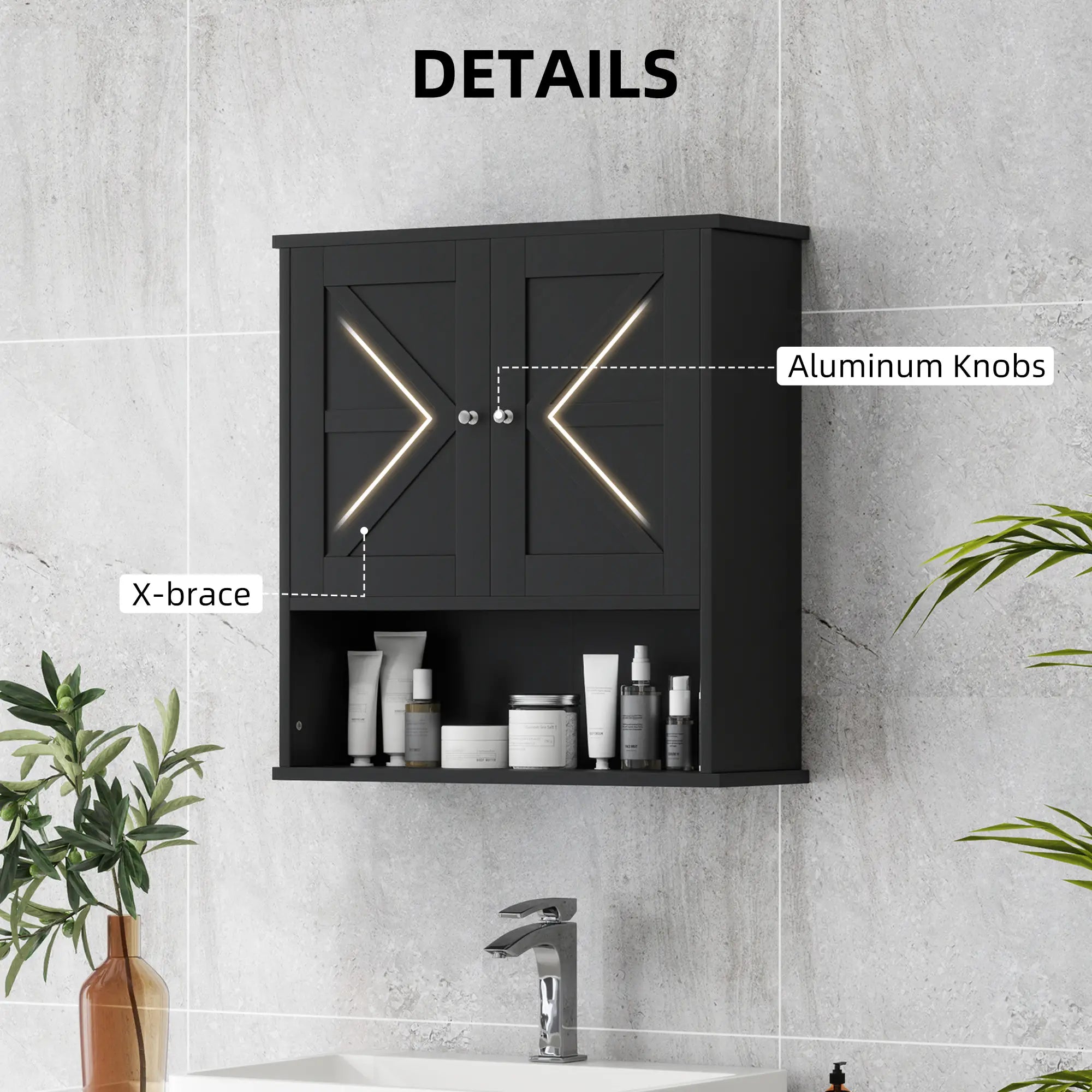 Farmhouse Bathroom Medicine Cabinet, Barn Doors, Adjustable Shelf, Black Bathroom Cabinets at Gallery Canada