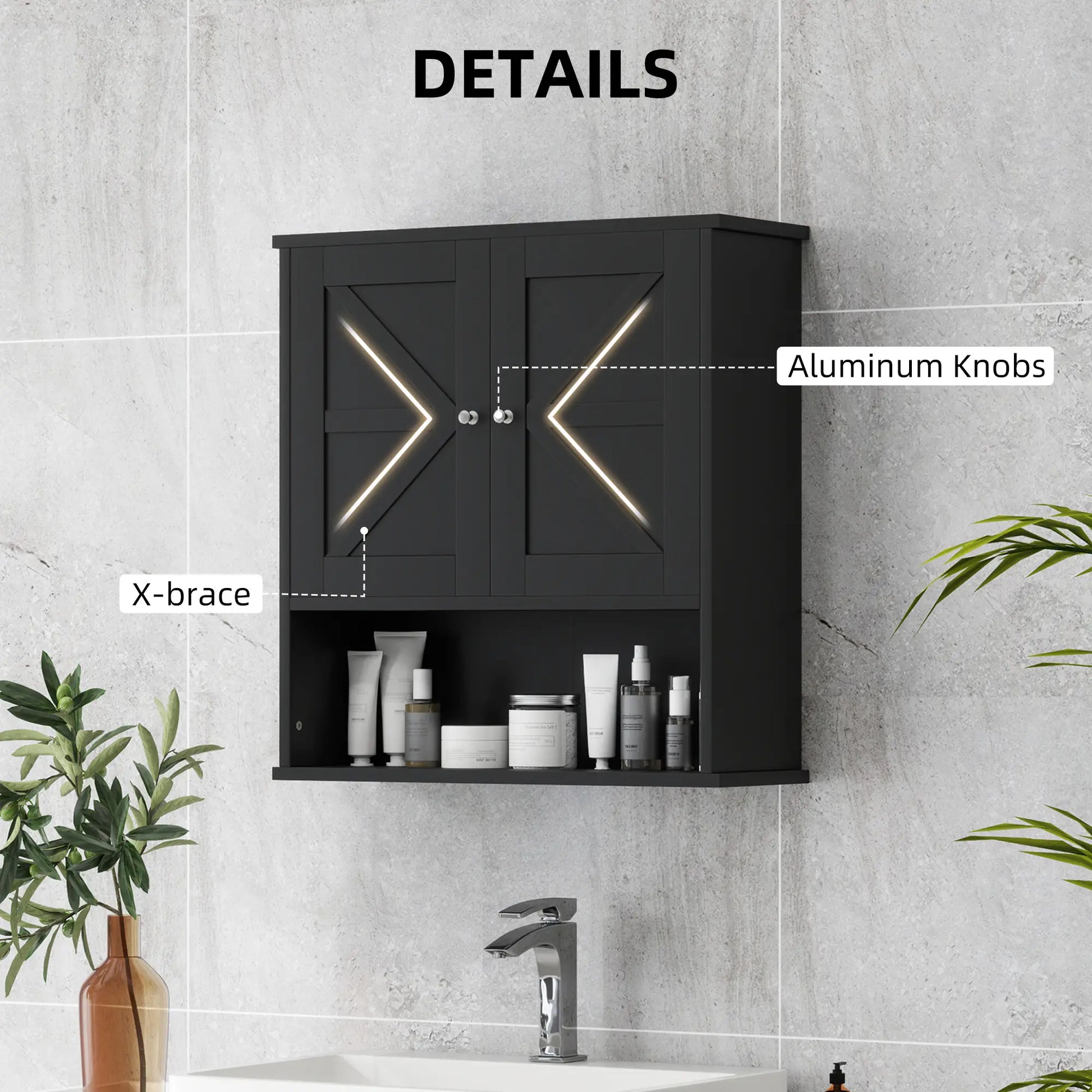 Farmhouse Bathroom Medicine Cabinet, Barn Doors, Adjustable Shelf, Black Bathroom Cabinets at Gallery Canada