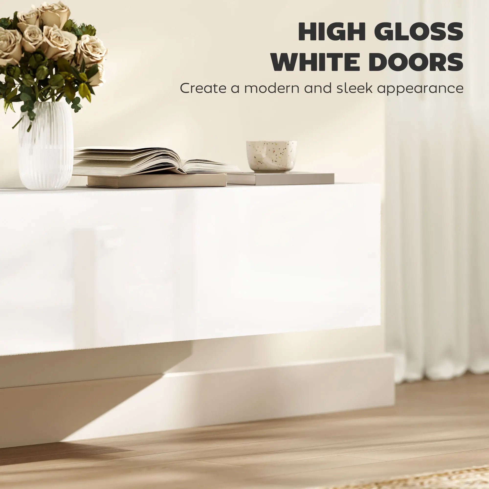 Floating TV Stand, Storage Cupboards for 45, 55, 65in TVs, Wall Mounted, White TV Stands at Gallery Canada