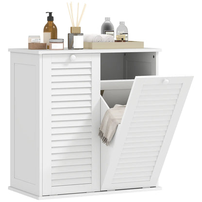 Tilt Out Laundry Cabinet, 2 Baskets, 2 Louvered Doors, White Bathroom Cabinets at Gallery Canada