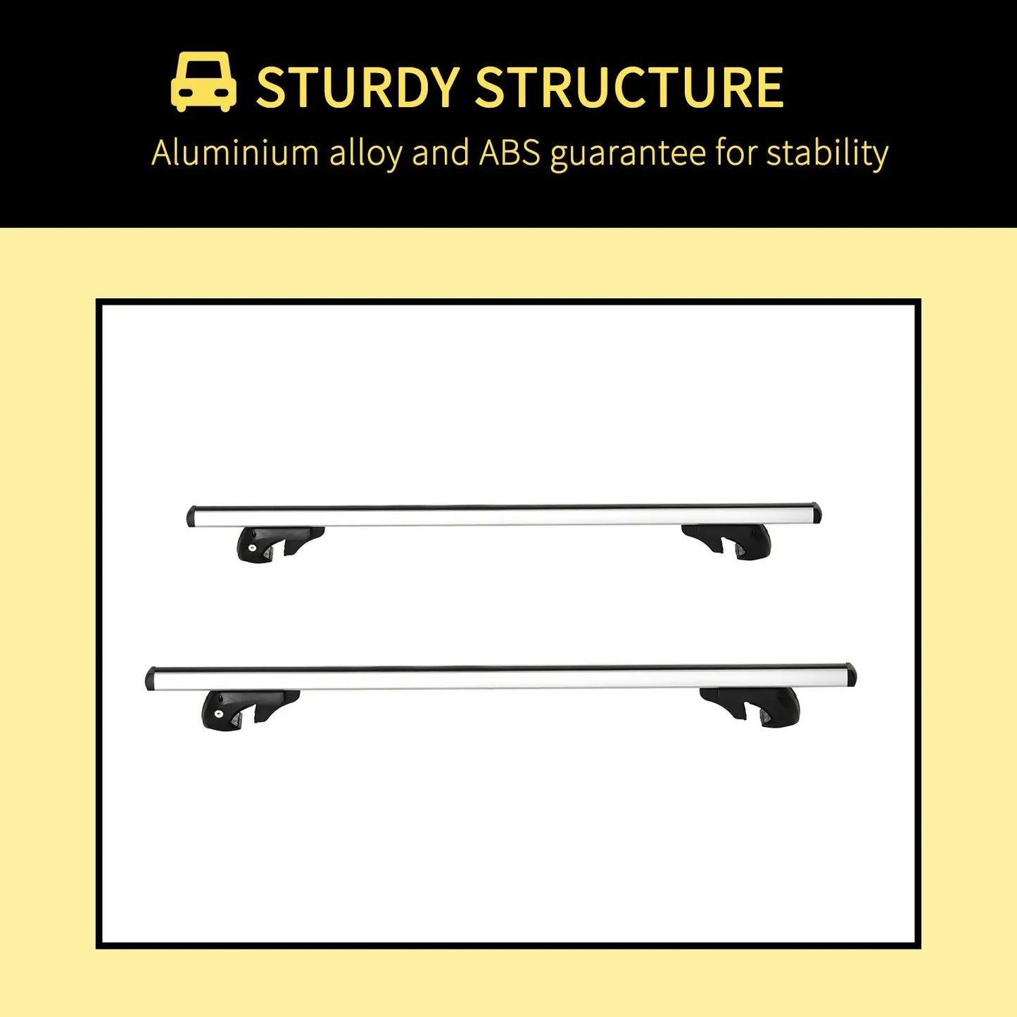 2pc Lockable Aluminum Roof Rack Cross Bars, Adjustable Luggage Carrier (53"), Silver Automotive at Gallery Canada