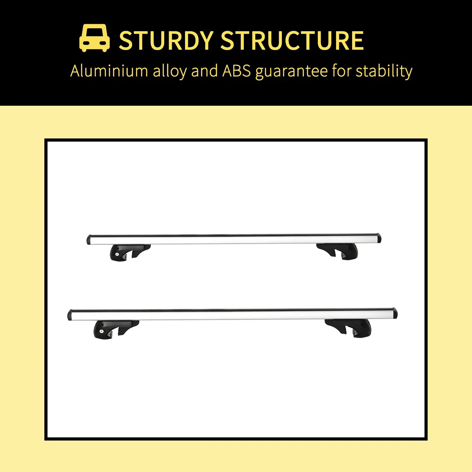2pc Lockable Aluminum Roof Rack Cross Bars, Adjustable Luggage Carrier (53"), Silver Automotive at Gallery Canada