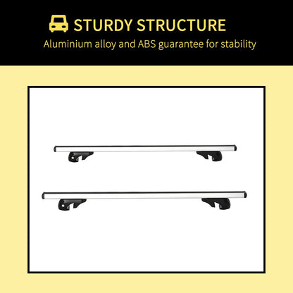 2pc Lockable Aluminum Roof Rack Cross Bars, Adjustable Luggage Carrier (53"), Silver Automotive at Gallery Canada