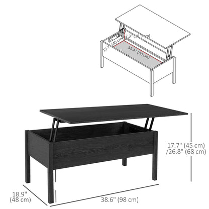 39" Lift Top Coffee Table, Hidden Storage, Living Room, Black Coffee Tables at Gallery Canada