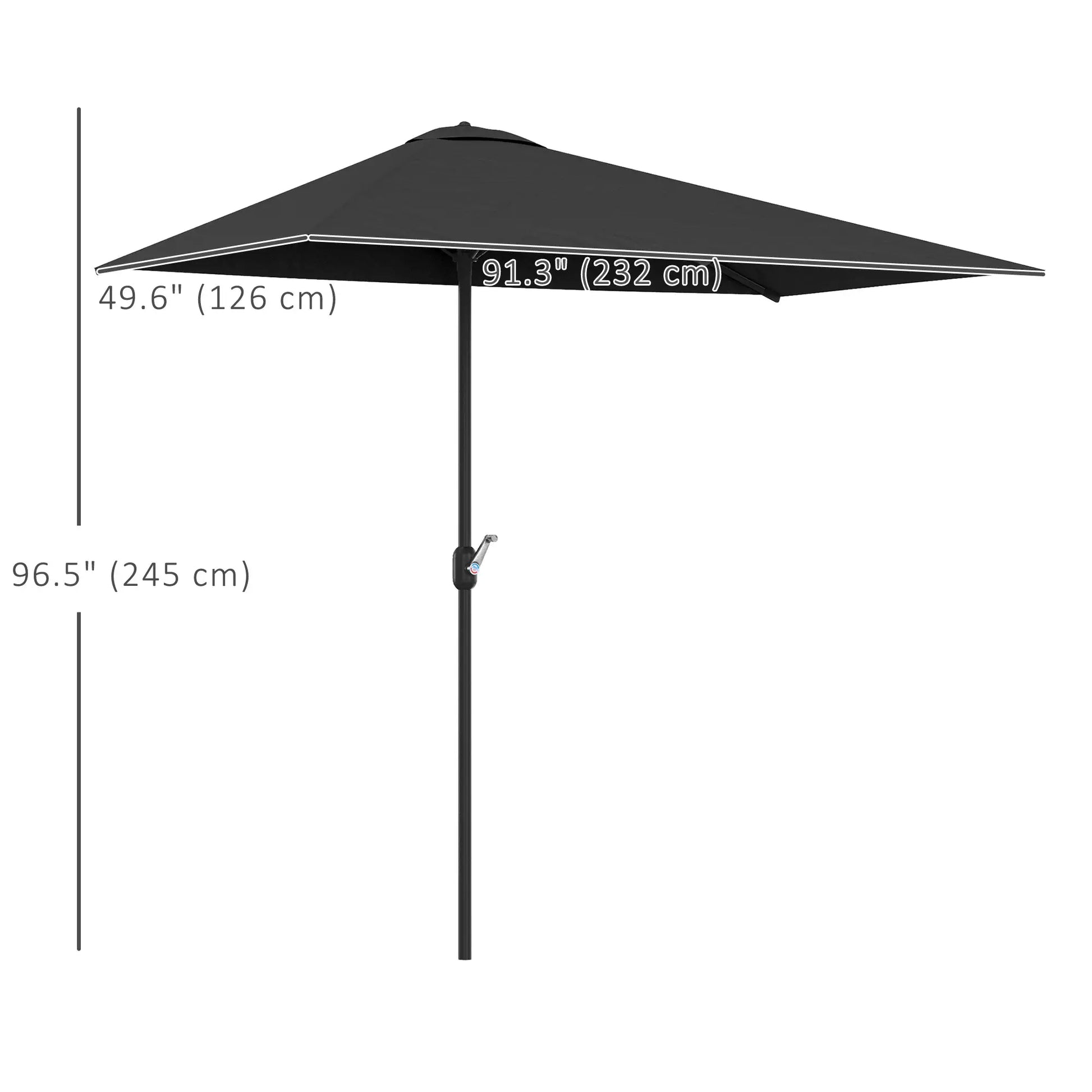 8ft Half Round Umbrella, Outdoor Balcony Parasol, Patio Garden Sun Shade, 5 Ribs Sun Umbrellas at Gallery Canada