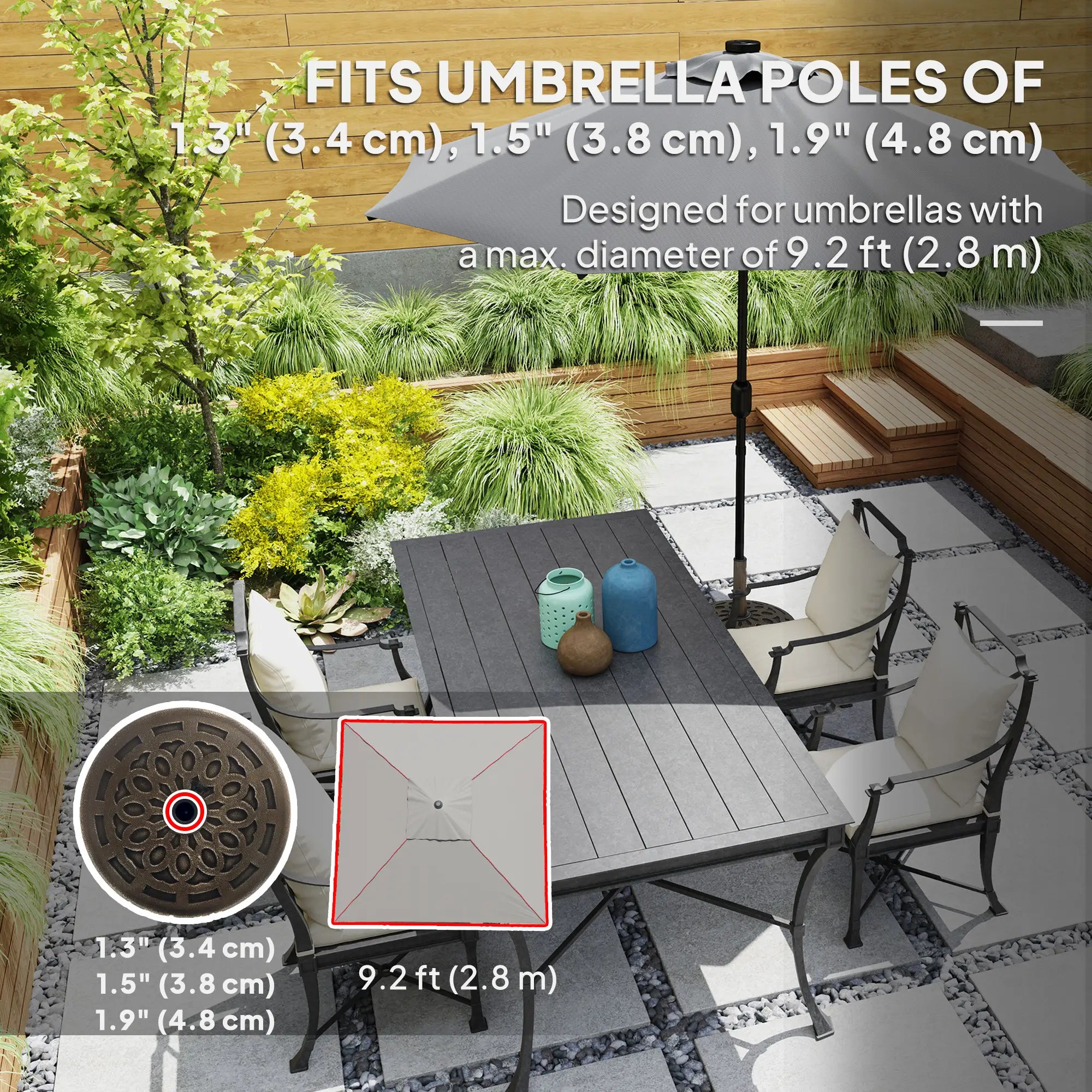 Round Patio Umbrella Base With Wheels, 46lbs, Bronze Umbrella Bases at Gallery Canada