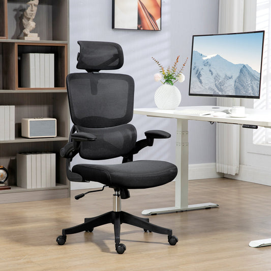 Ergonomic Office Chair, Mesh Chair with Adjustable Back, Headrest and Armrests, Lumbar Support, Tilt Function - Gallery Canada