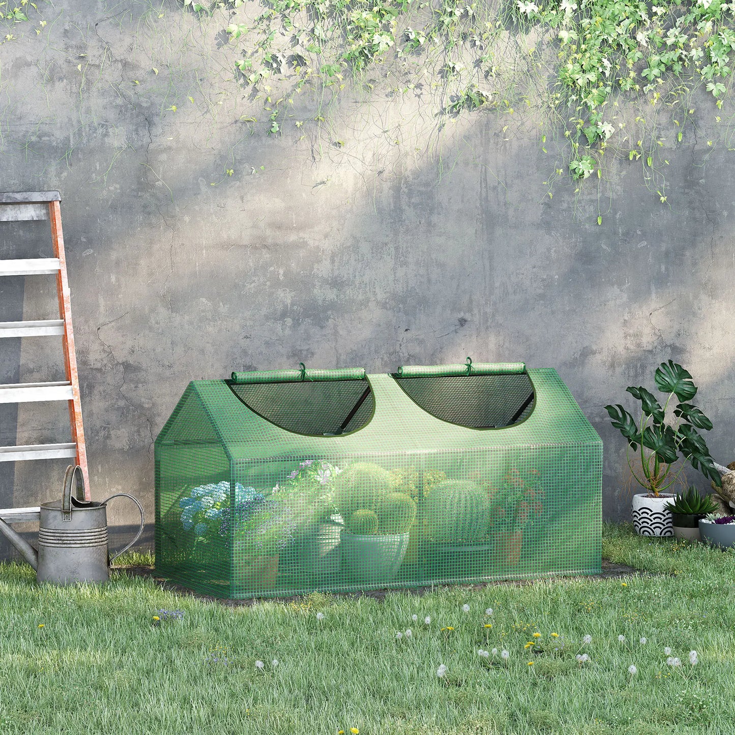 47" x 24" x 24" Portable Mini Greenhouse, Steel Frame, PE Cover, Green Mini Greenhouses at Gallery Canada