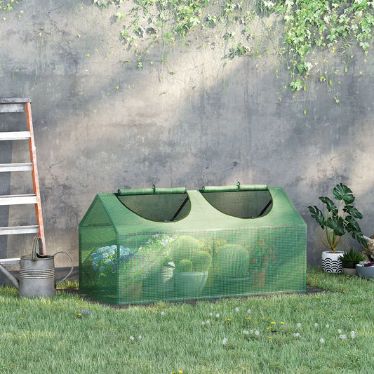 47" x 24" x 24" Portable Mini Greenhouse, Steel Frame, PE Cover, Green Mini Greenhouses Green at Gallery Canada