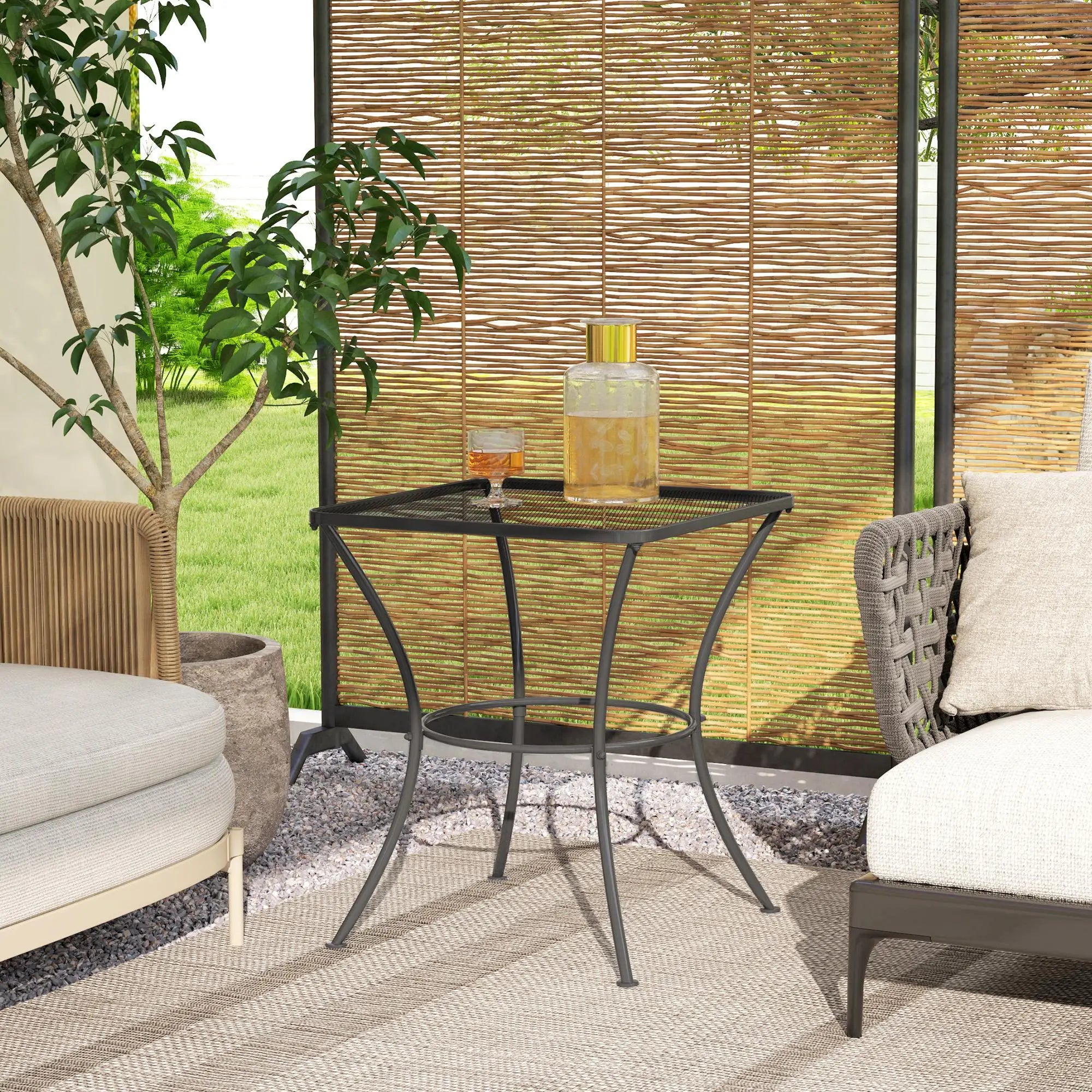 Square Metal Bistro Table, 23.6