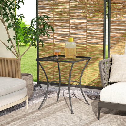 Square Metal Bistro Table, 23.6" x 23.6" x 27.6", Black Patio Side Tables at Gallery Canada