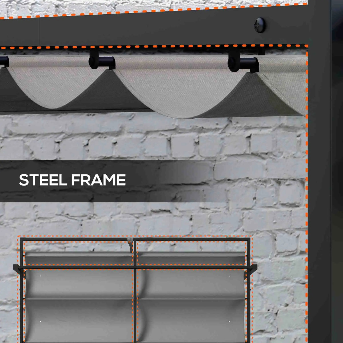 10'X10' Retractable Pergola, Garden Shade Shelter, Dark Grey Pergolas at Gallery Canada