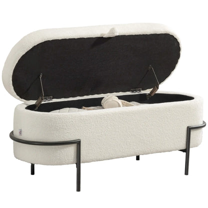 45 Inches Storage Ottoman with Lift-Up Lid, Cream White Storage Ottomans & Benches Cream at Gallery Canada