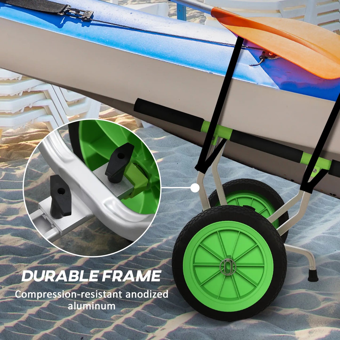 Adjustable Width Kayak Cart Dolly, Green Kayak Carts at Gallery Canada