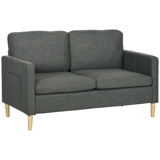 56" 2 Seat Sofa, Modern Love Seat, Upholstered Couch, Grey