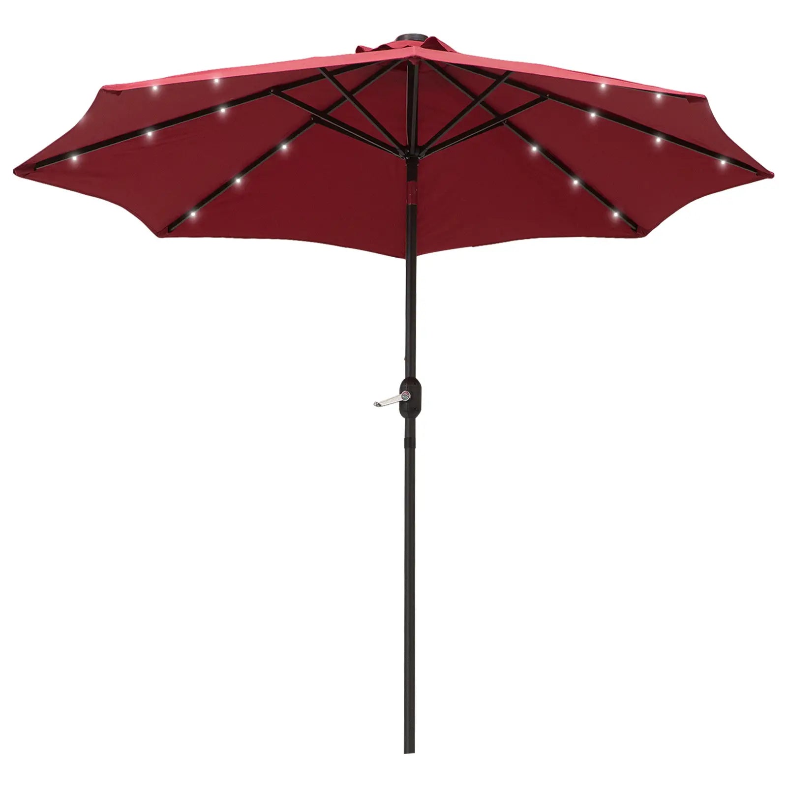 9ft Solar Patio Umbrella, 24 LED Lights, Tilt Canopy, Wine Red Sun Umbrellas at Gallery Canada