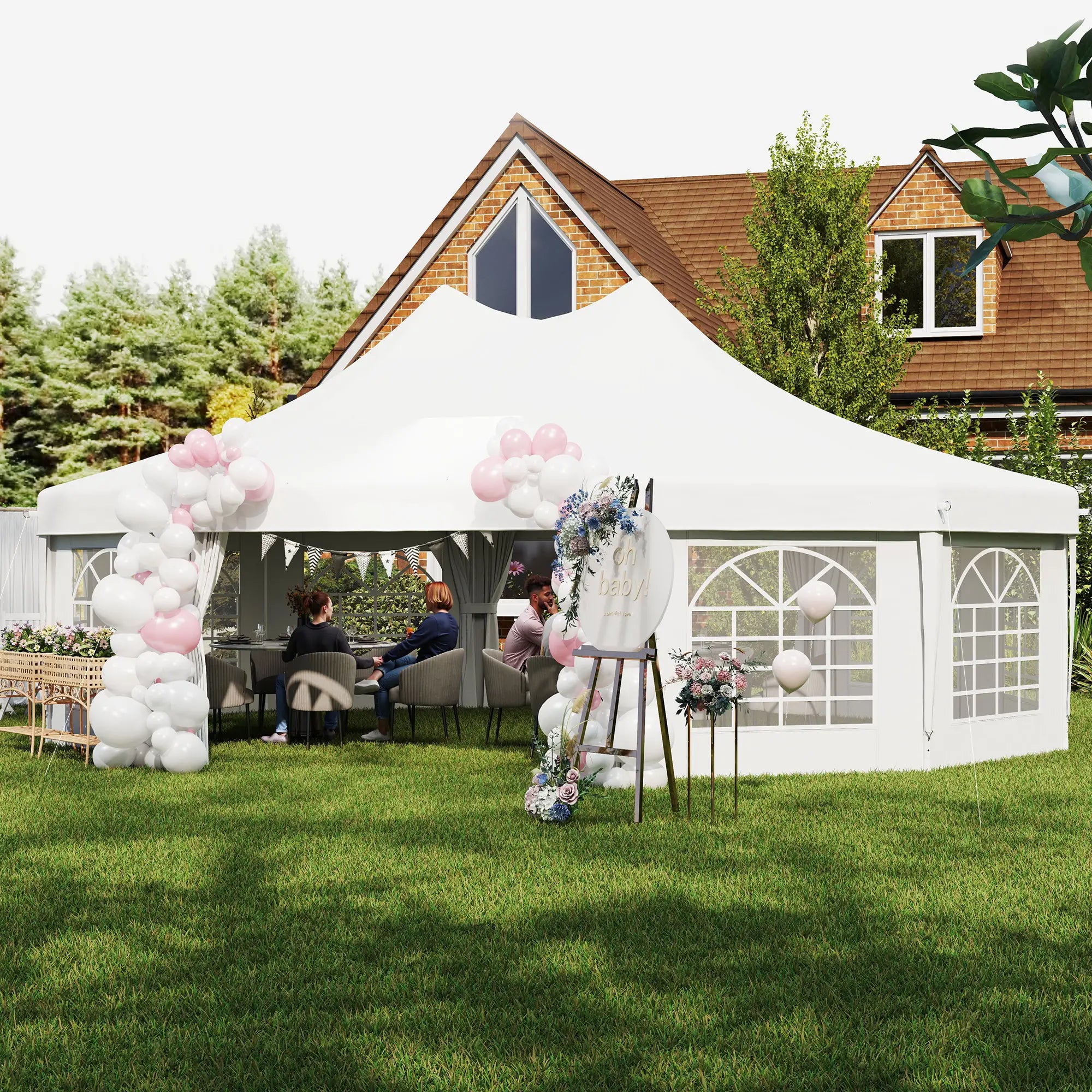 21' x 29' White Wedding Tent, High Peak Decagonal Gazebo With Removable Walls, White Canopy Tents at Gallery Canada