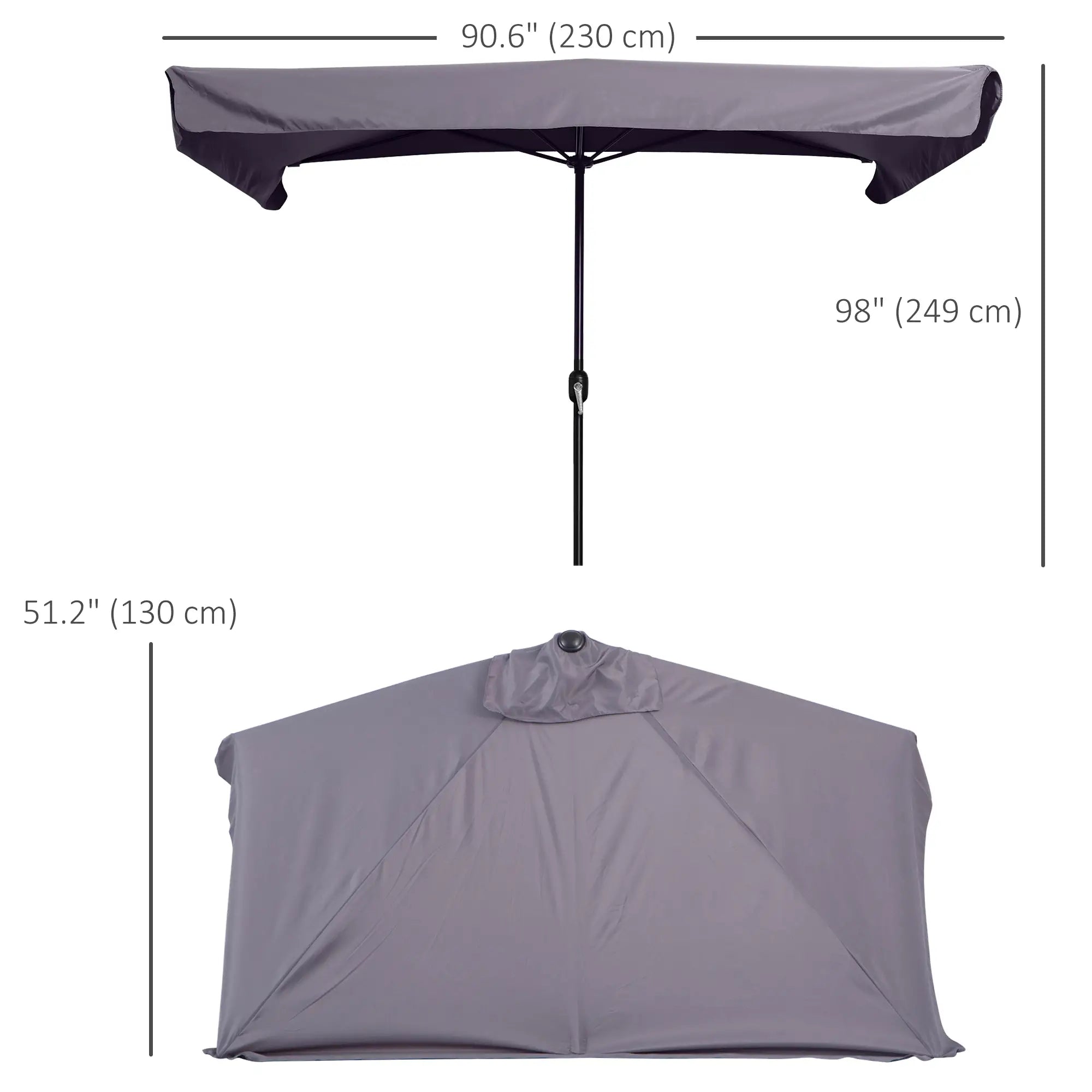 7.5ft Half Umbrella, Crank Handle, Top Vent, Grey Sun Umbrellas at Gallery Canada