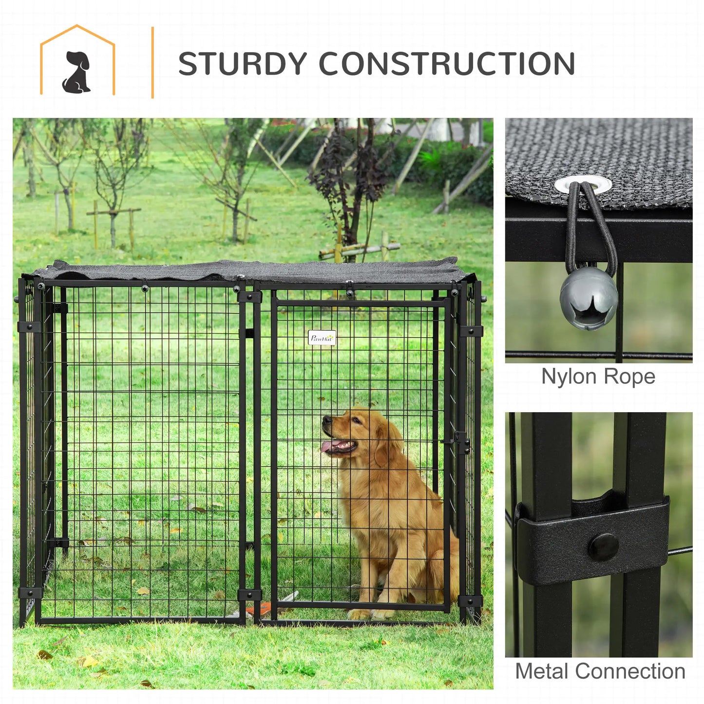 Outdoor Dog Kennel, Lockable Pet Playpen with Cover, Black Houses, Kennels & Pens at Gallery Canada