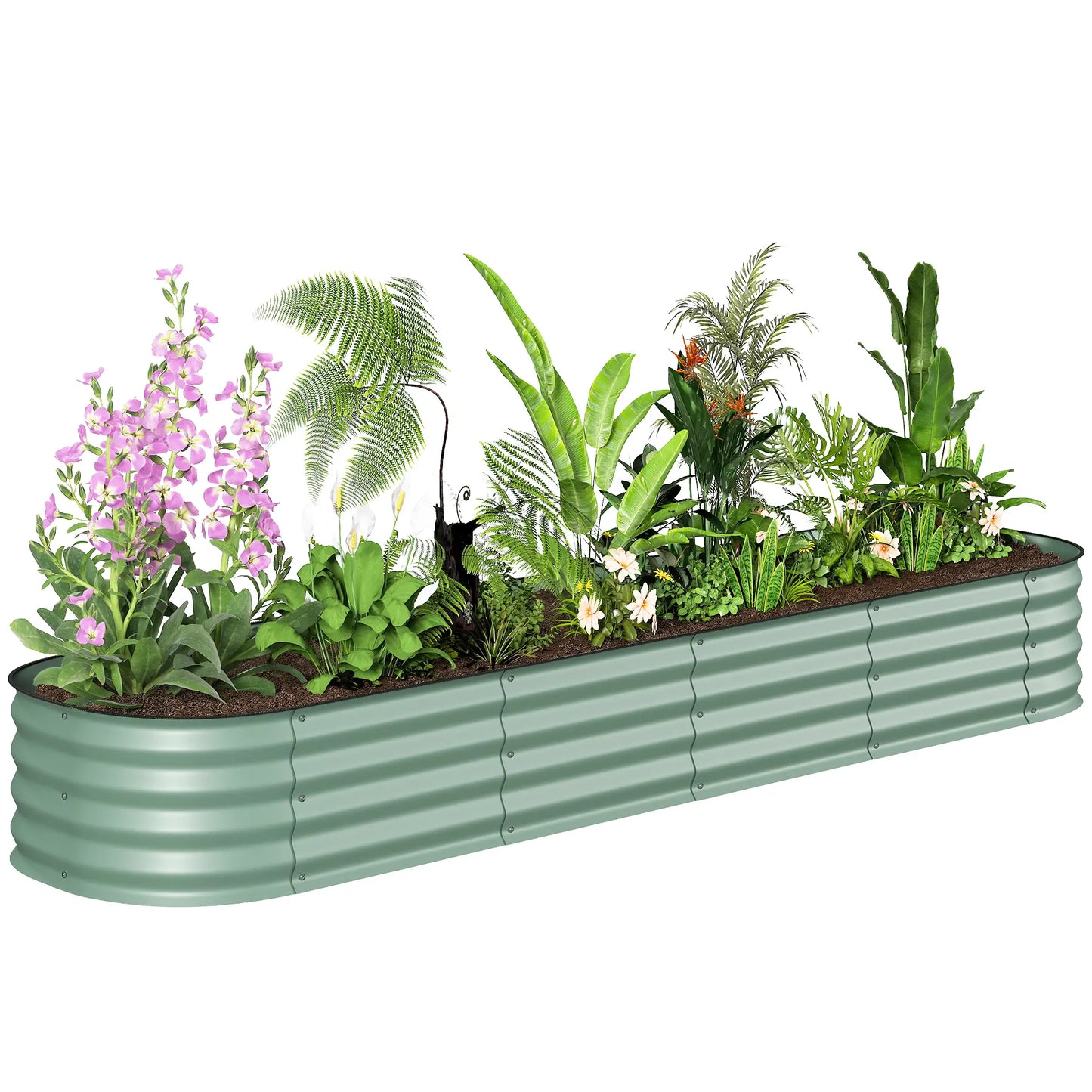 7.9 x 2 x 1ft Galvanized Raised Garden Bed Kit, Metal Planter Box, Green